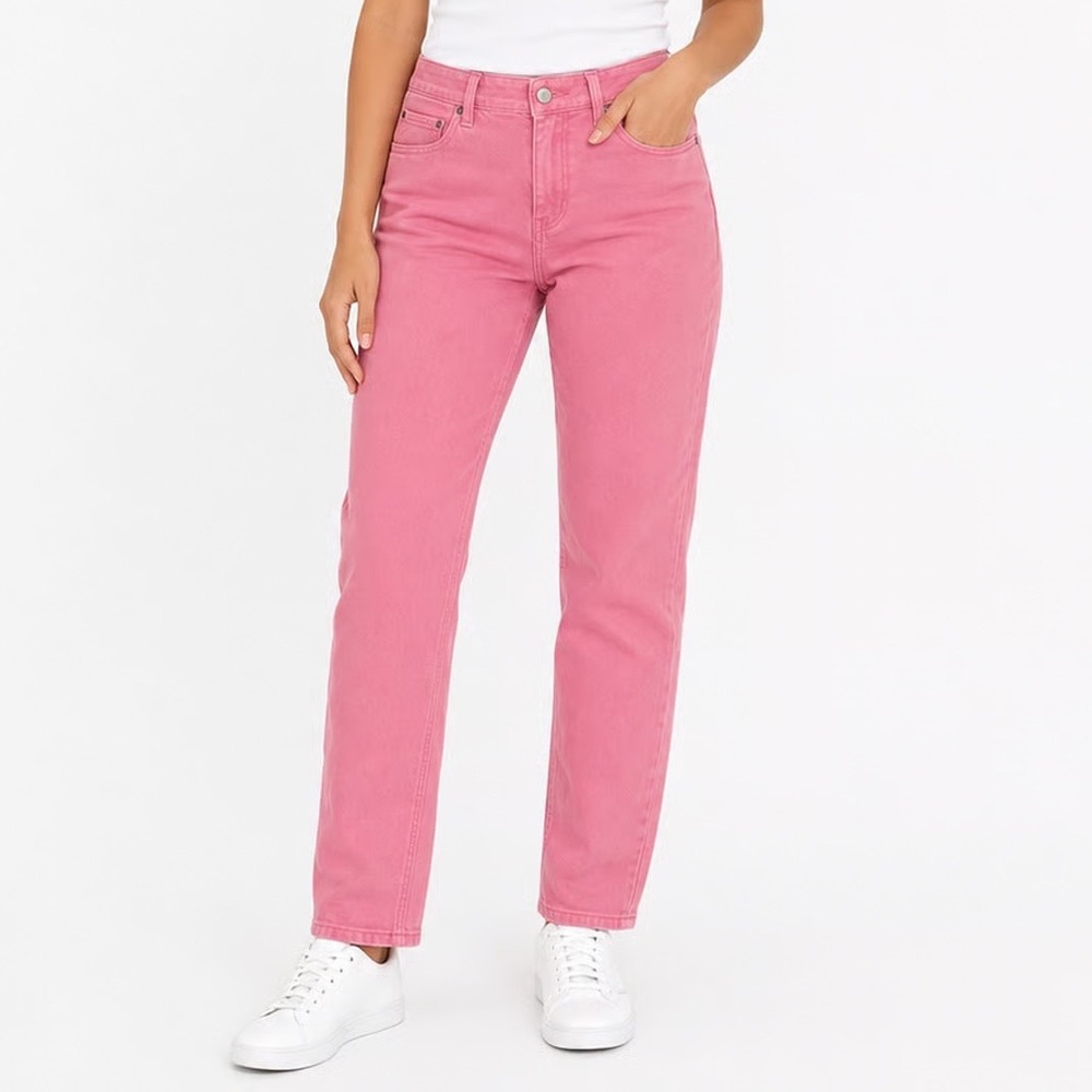 Cosmic Blue Love Pink Straight Leg Stretch Denim Jeans Size 31